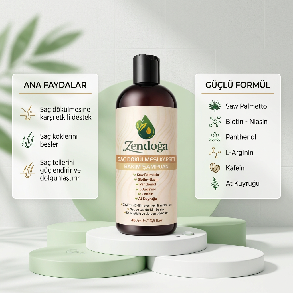 zendoğa yoğun biotin & kafein kompleks dökülme karşıtı Şampuan doğal, sülfatsız & tuzsuz 400 ml